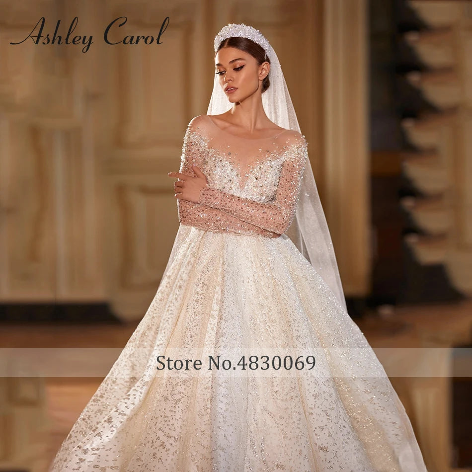 Ashley Carol Luxury Wedding Dress Long Sleeve/ESTIMATED DELIVERY TIME 35 DAYS