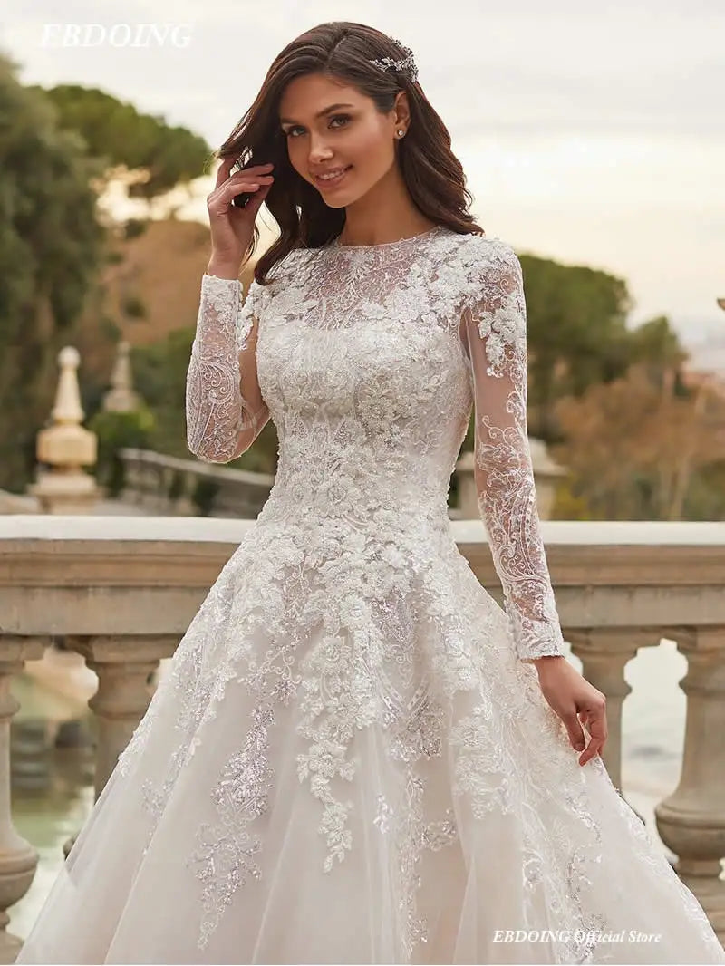 Newest Ball Gown Wedding Dress Lace O-Neck/ESTIMATED DELIVERY TIME 25 DAYS