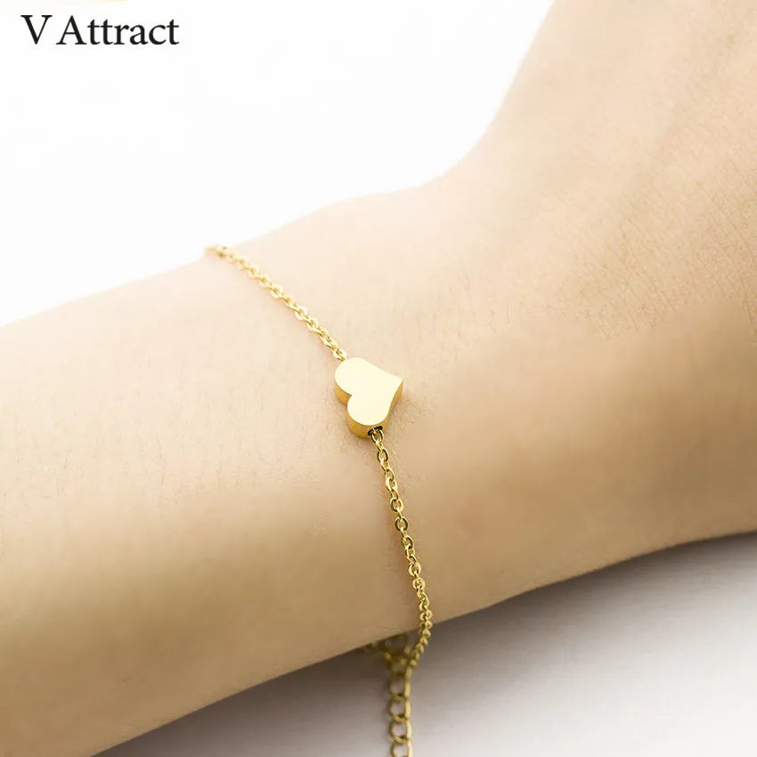 V Attract Mini Love Heart Statement Bracelets Stainless Steel