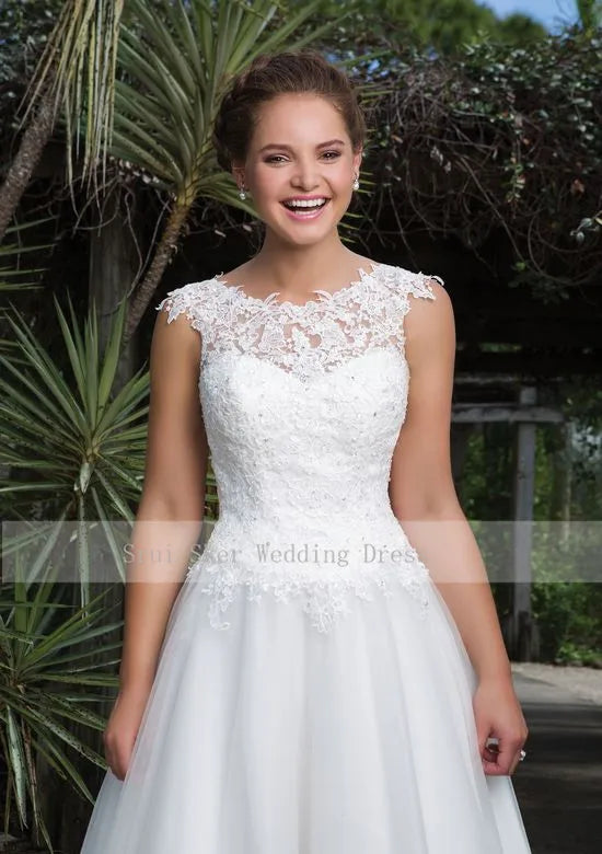 Floor Length Tulle A-Line Wedding Dress/ESTIMATED DELIVERY TIME 45 DAYS