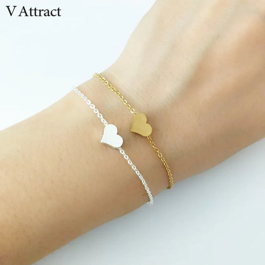 V Attract Mini Love Heart Statement Bracelets Stainless Steel