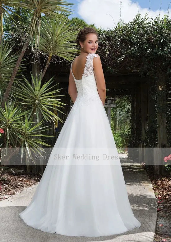 Floor Length Tulle A-Line Wedding Dress/ESTIMATED DELIVERY TIME 45 DAYS