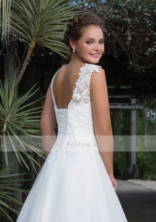 Floor Length Tulle A-Line Wedding Dress/ESTIMATED DELIVERY TIME 45 DAYS