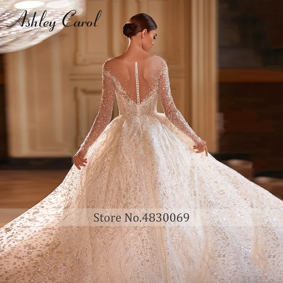 Ashley Carol Luxury Wedding Dress Long Sleeve/ESTIMATED DELIVERY TIME 35 DAYS