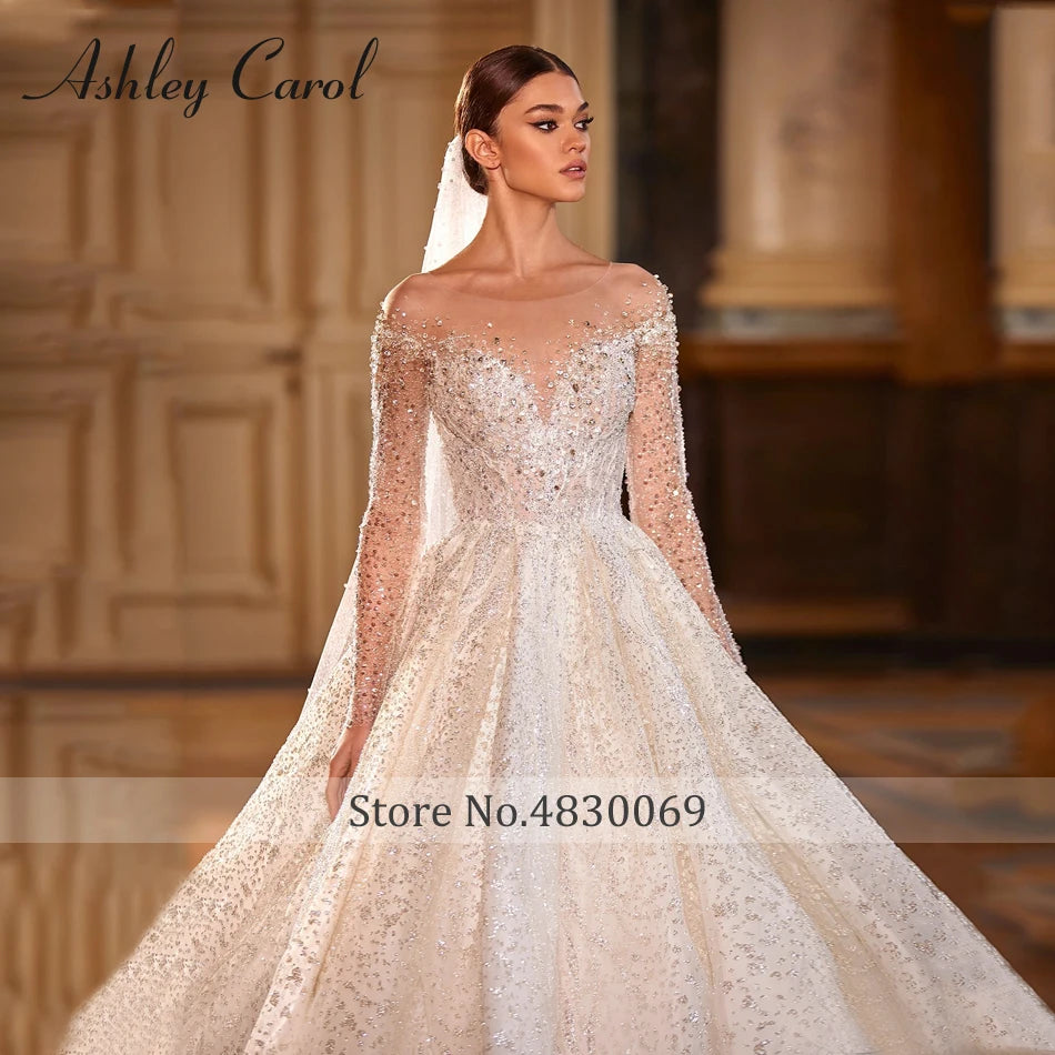 Ashley Carol Luxury Wedding Dress Long Sleeve/ESTIMATED DELIVERY TIME 35 DAYS