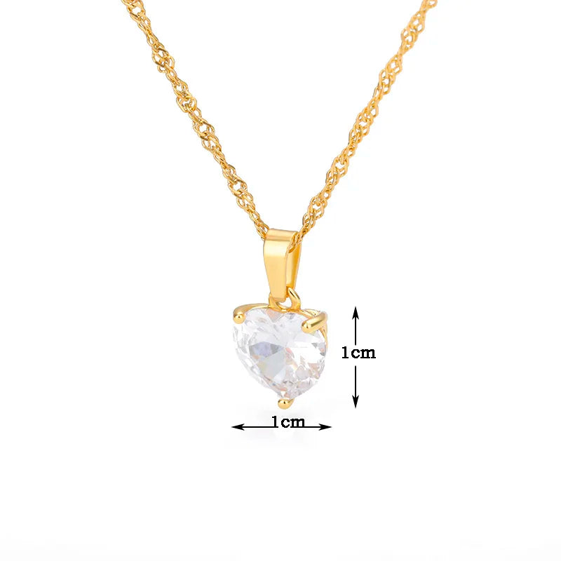 Heart Necklaces Stainless Steel Gold Color Chain Heart Lover