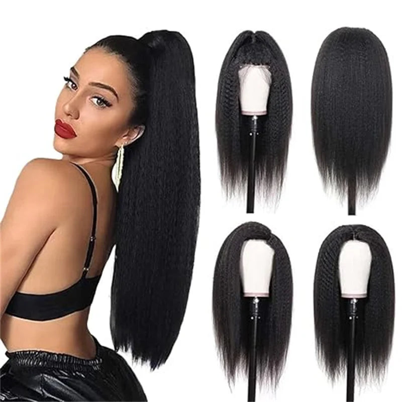 13x6 Kinky Straight Brazilian Human Hair Wig 180% Density Lace Frontal