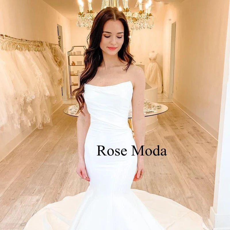 Rose Moda Satin Mermaid Wedding Dress Strapless V Back/ESTIMATED DELIVERY TIME 40 DAYS