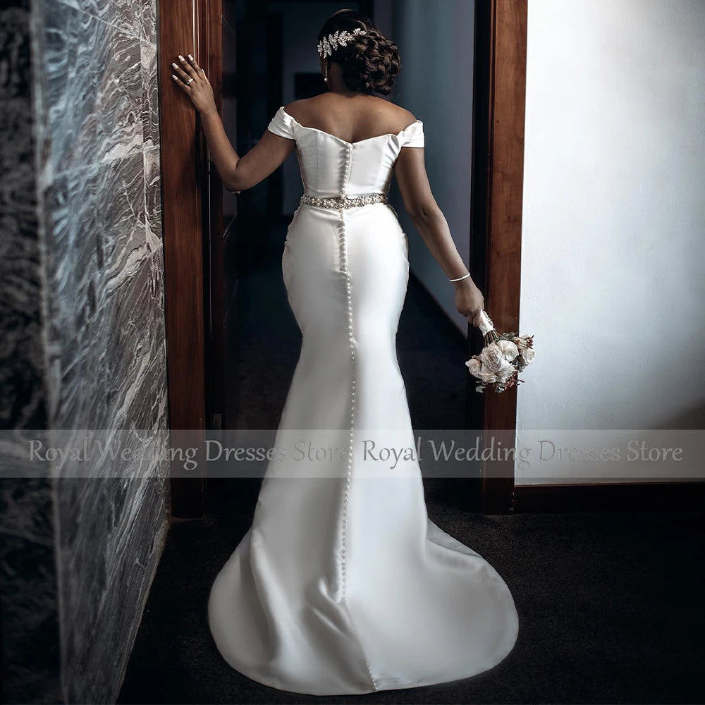 Elegant Wedding Dress Off the Shoulder Crystal White Gowns/ESTIMATED DELIVERY TIME 28 DAYS