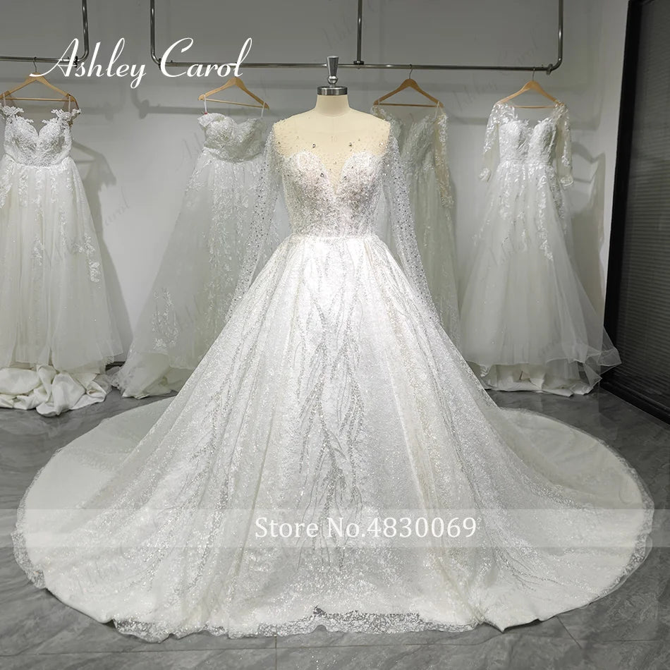 Ashley Carol Luxury Wedding Dress Long Sleeve/ESTIMATED DELIVERY TIME 35 DAYS