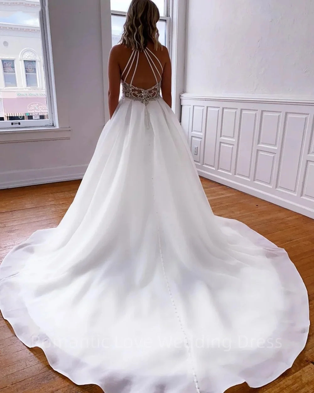 Simple High Neck Wedding Dress A Line Backless/ESTIMATED DELIVERY TIME 28 DAYS