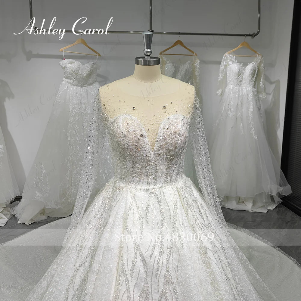 Ashley Carol Luxury Wedding Dress Long Sleeve/ESTIMATED DELIVERY TIME 35 DAYS