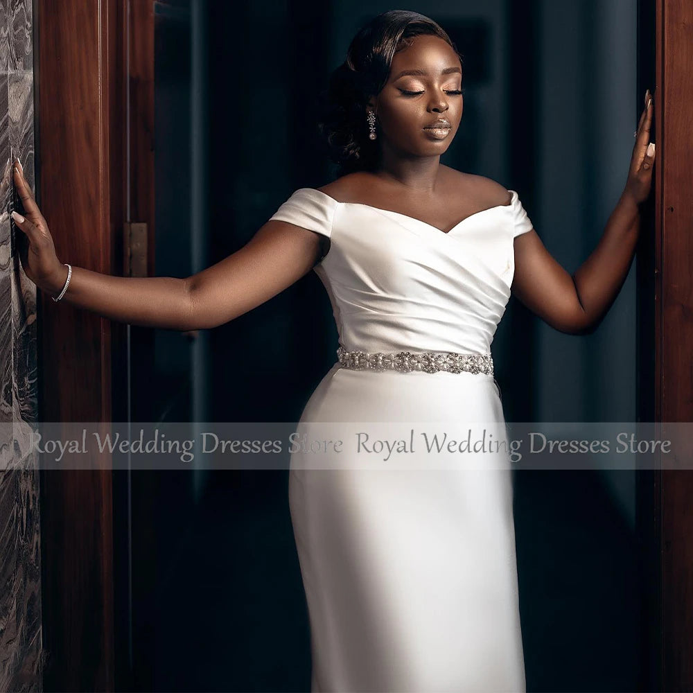 Elegant Wedding Dress Off the Shoulder Crystal White Gowns/ESTIMATED DELIVERY TIME 28 DAYS