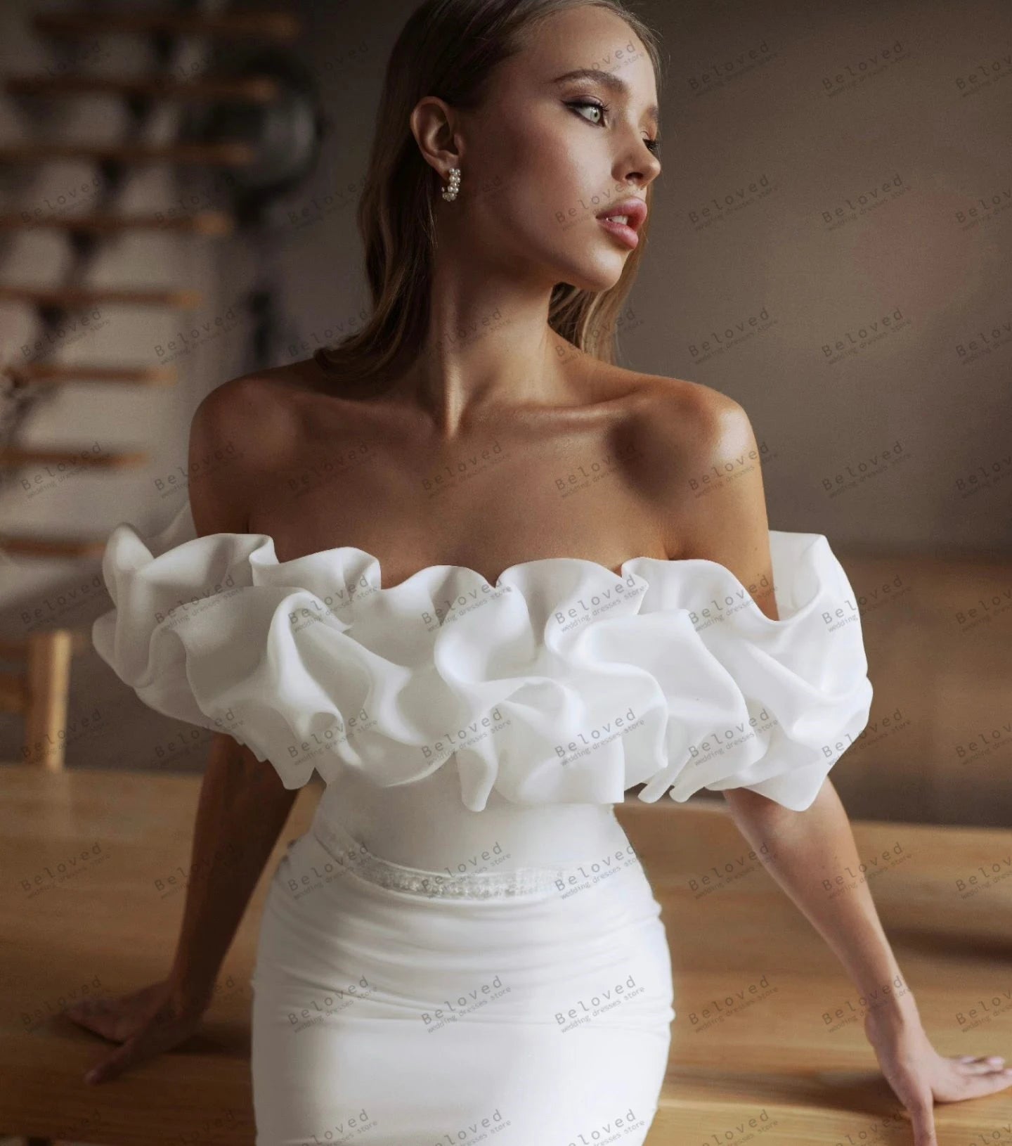 Modern Wedding Dress Off Shoulder Sexy/ESTIMATED DELIVERY TIME 28 DAYS