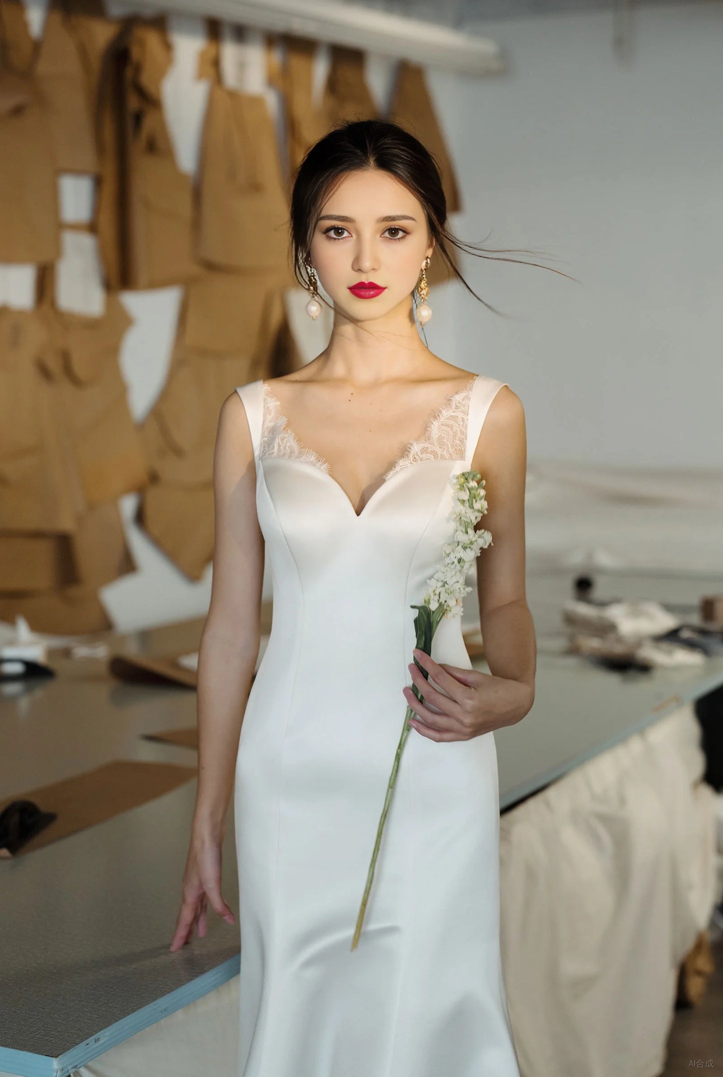 High Quality Wedding Dress Sexy Slit/ESTIMATED DELIVERY TIME 20 DAYS