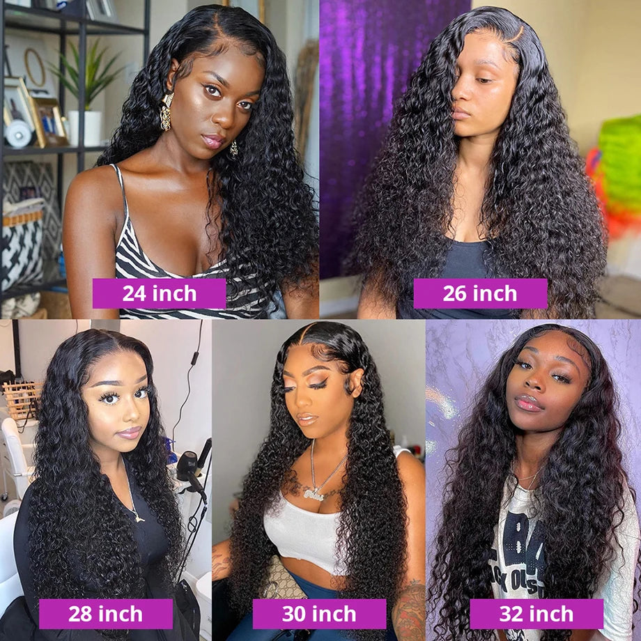 Curly Human Hair Wig 13x4/13x6/360 Hd Deep Wave Lace Frontal Brazilian Water Wave