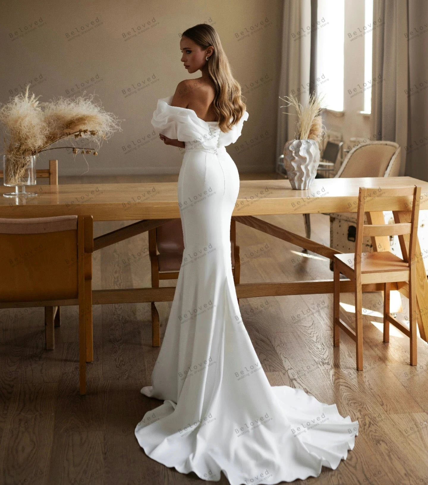 Modern Wedding Dress Off Shoulder Sexy/ESTIMATED DELIVERY TIME 28 DAYS