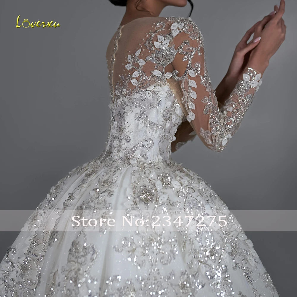 Luxury Princess Wedding Dress O-Neck Long Sleeve/ESTIMATED DELIVERY TIME 45 DAYS