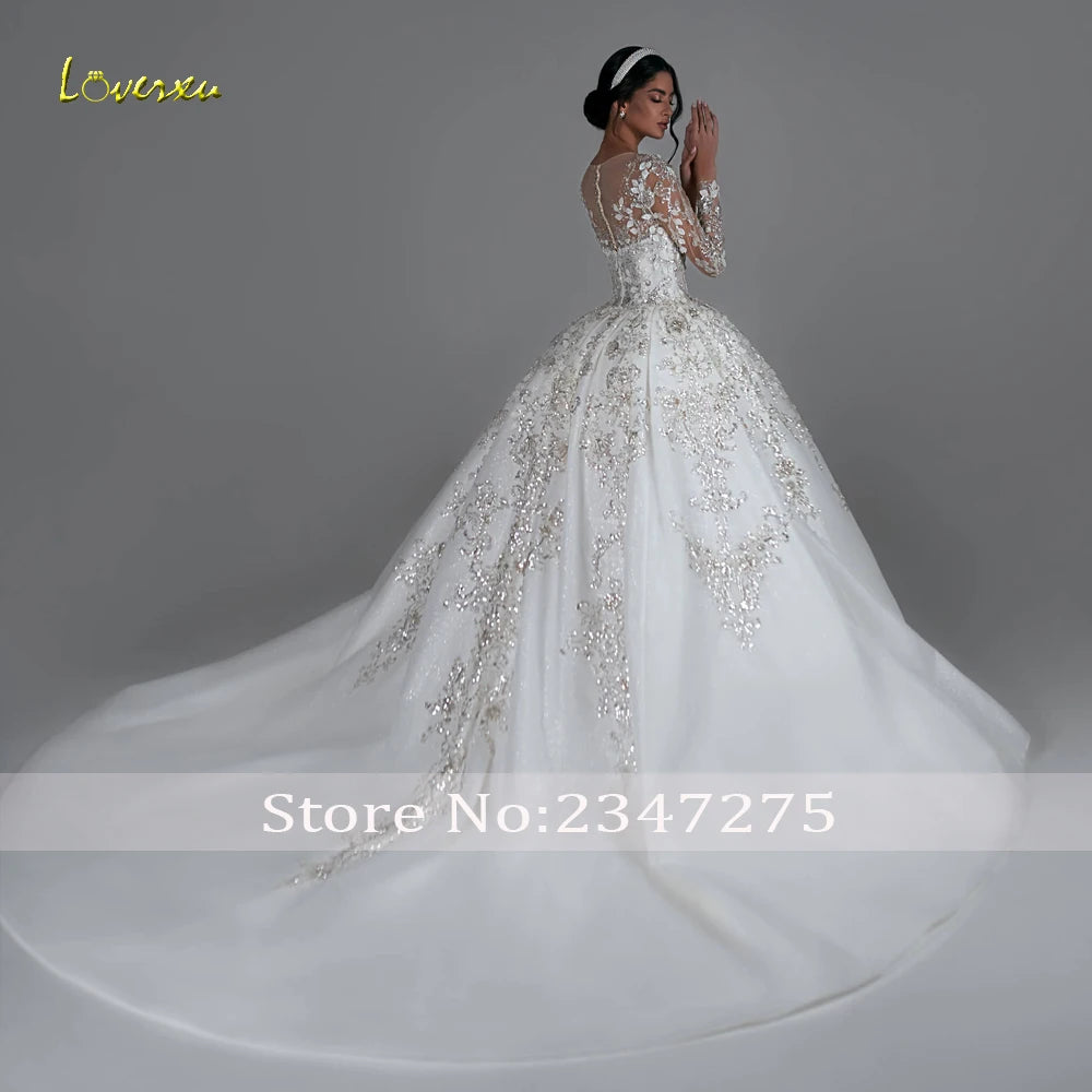 Luxury Princess Wedding Dress O-Neck Long Sleeve/ESTIMATED DELIVERY TIME 45 DAYS