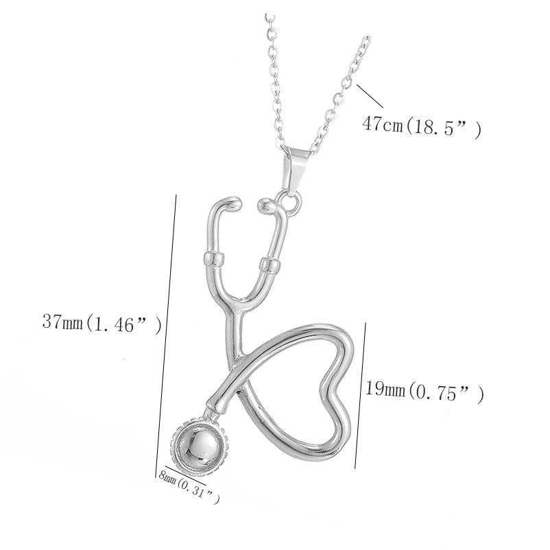 Fashion Stethoscope Pendants Necklaces Stainless Steel Gold Silver Color