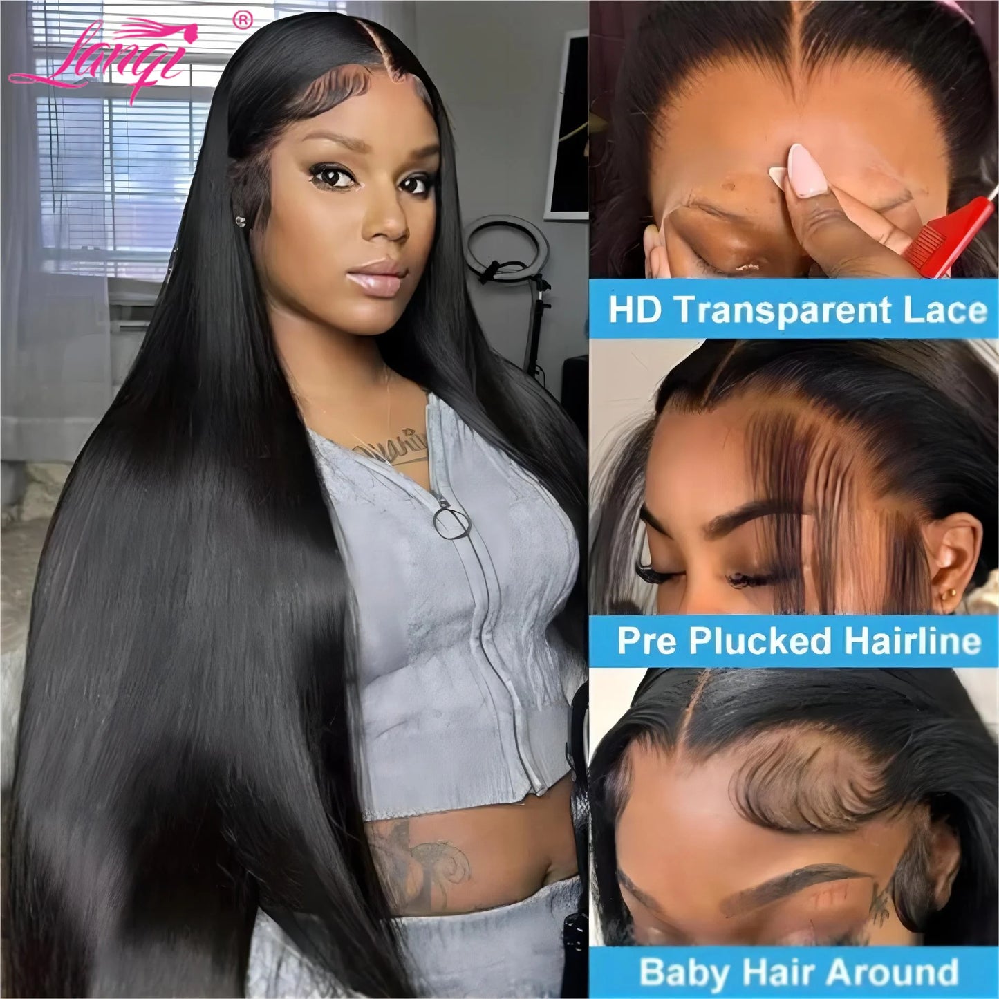 Hd Lace Wig 13x6/13X4 Lace Front Wig 4X4 Glueless Human Hair Brazilian Straight 180 Density