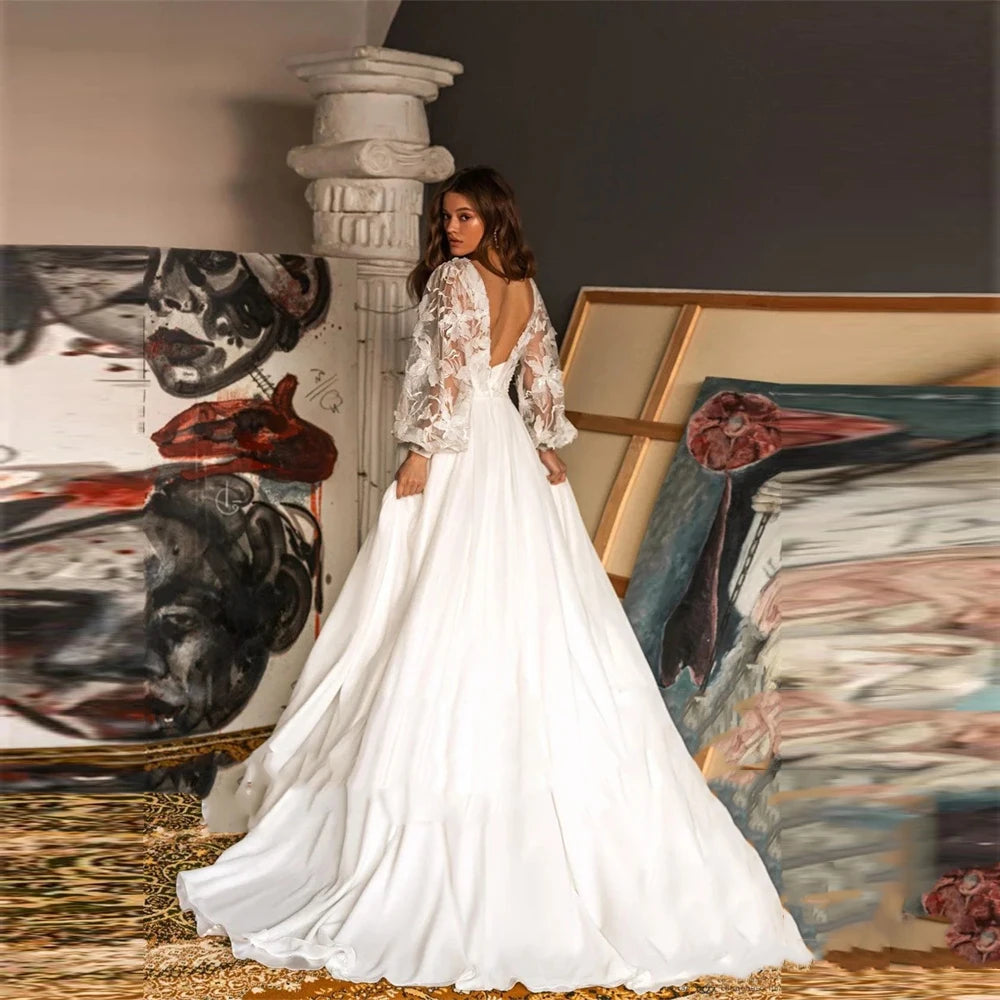 Luxury A-Line Wedding Dress Sexy V-Neck/ESTIMATED DELIVERY TIME 28 DAYS