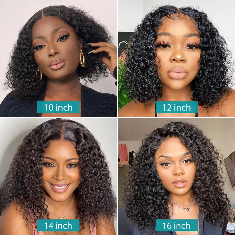 Curly Short Bob 150/180/250% HD 13x4/13X6Lace Frontal Human Hair Wigs 8 To 16inches