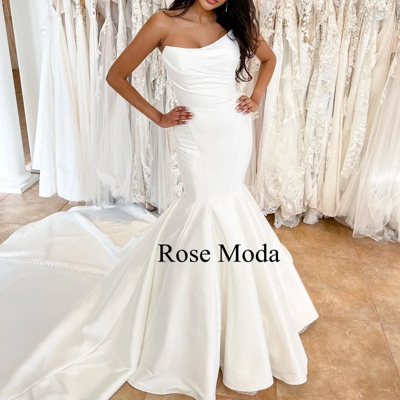 Rose Moda Satin Mermaid Wedding Dress Strapless V Back/ESTIMATED DELIVERY TIME 40 DAYS