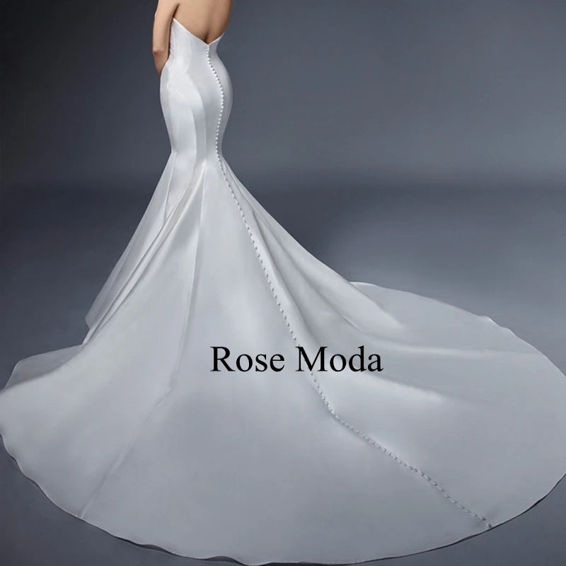 Rose Moda Satin Mermaid Wedding Dress Strapless V Back/ESTIMATED DELIVERY TIME 40 DAYS