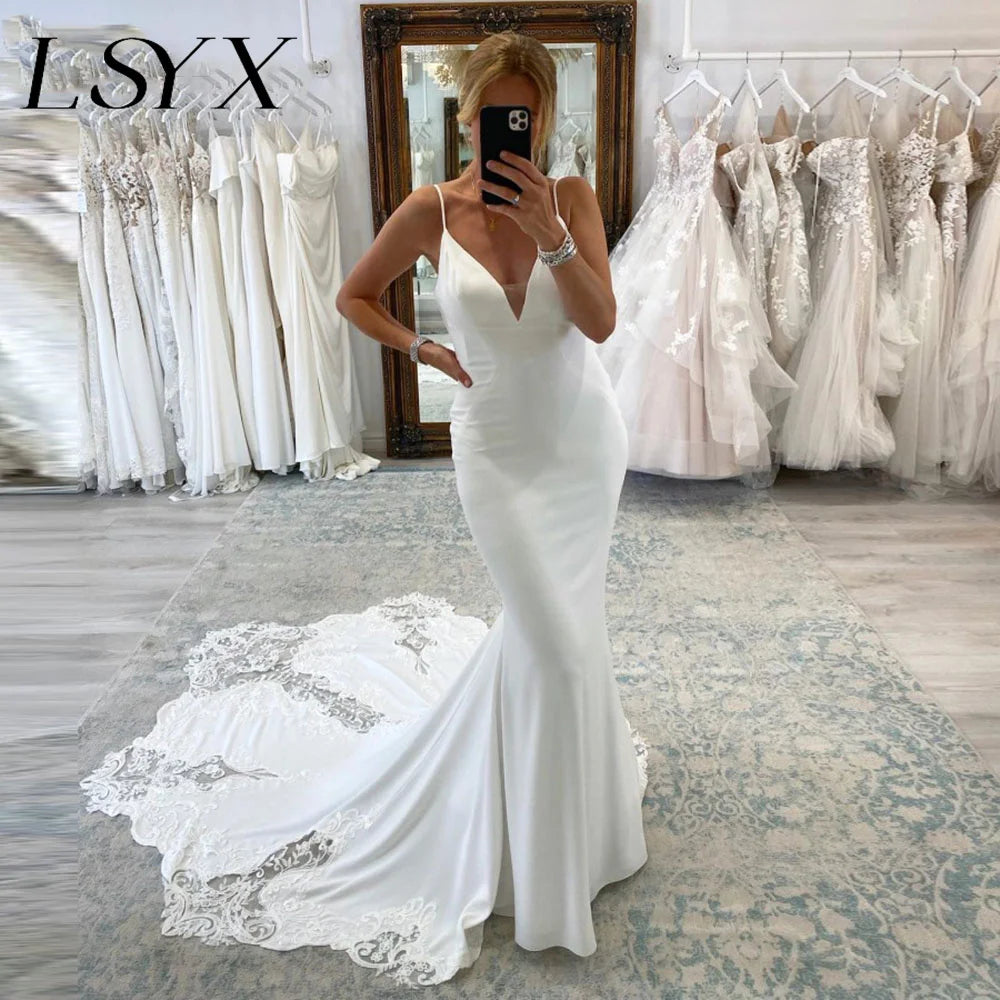 Deep V-Neck Sleeveless LSYX Mermaid Wedding Dress/ESTIMATED DELIVERY TIME 28-30 DAYS