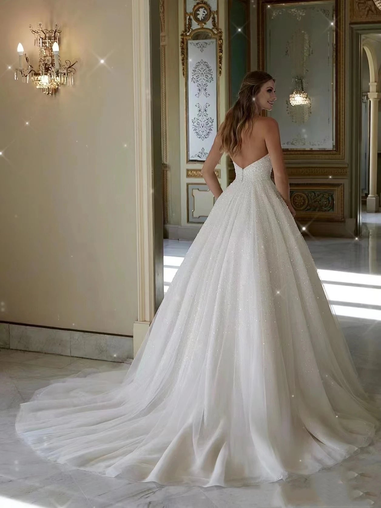 Romantic Wedding Dresses Modern Sleeveless Backless Robes/ESTIMATED DELIVERY TIME 30 DAYS