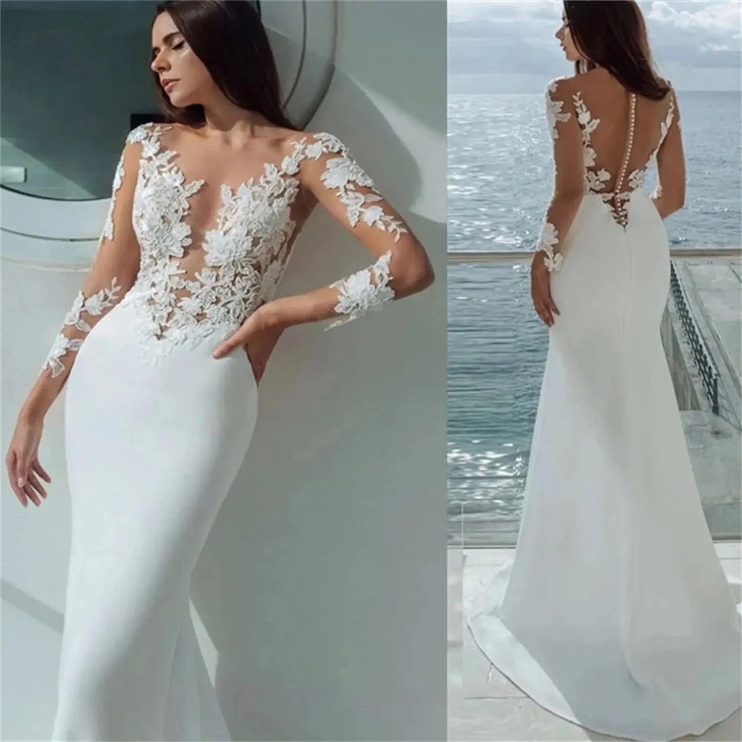 Morning Light Luxury Bridal Dress Lace Perspective/ESTIMATED DELIVERY TIME 26 DAYS