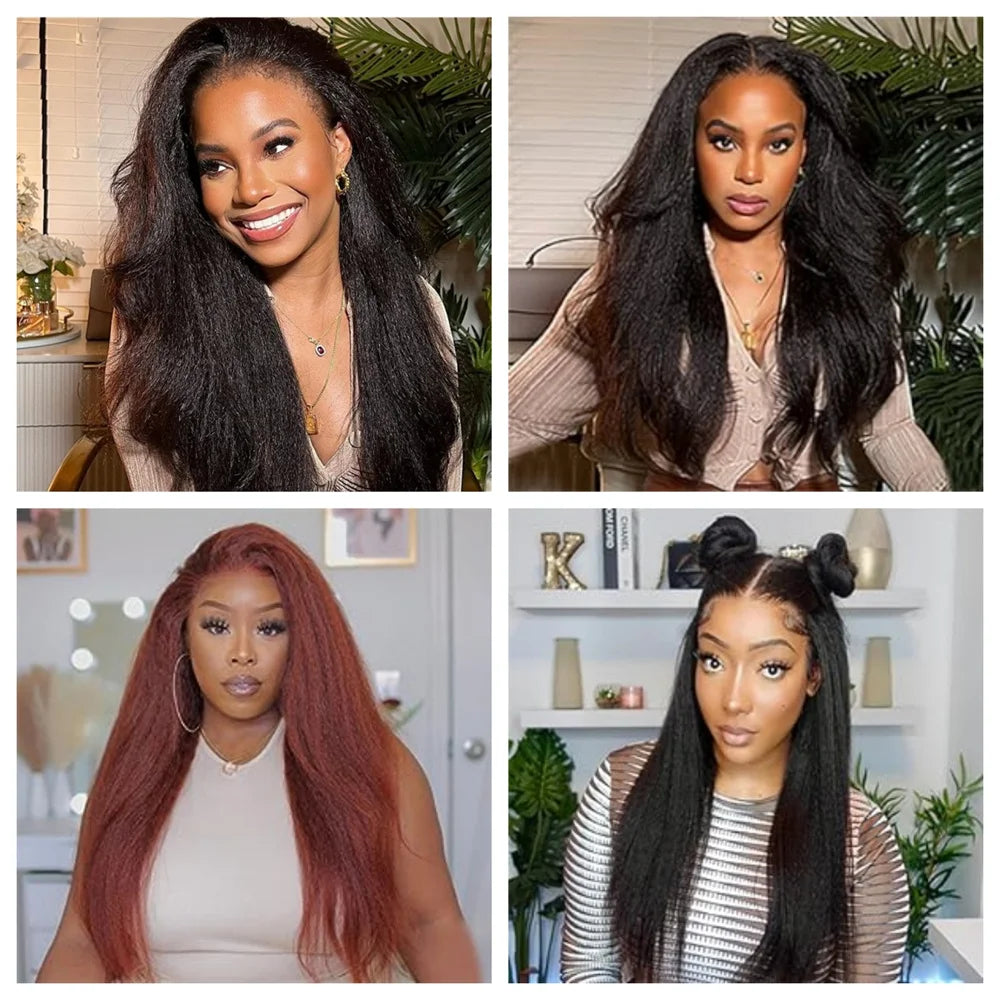 13x6 Kinky Straight Brazilian Human Hair Wig 180% Density Lace Frontal