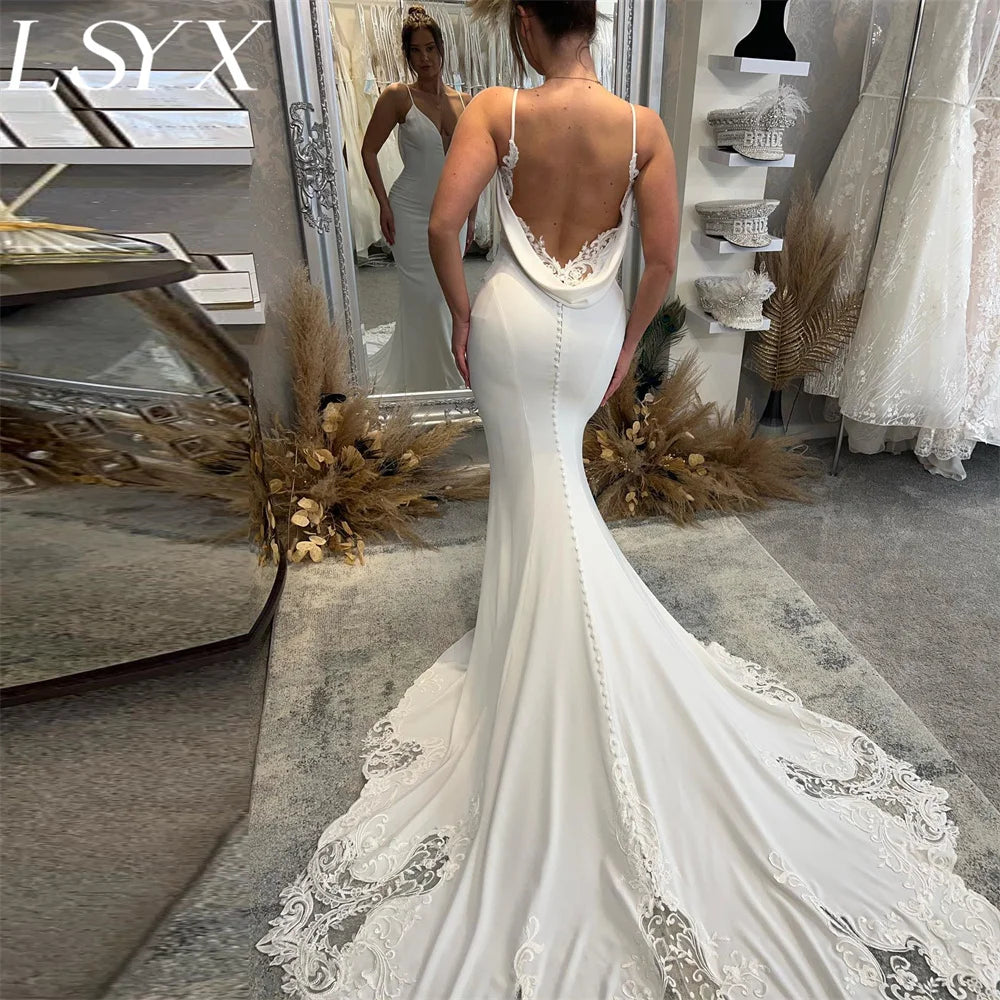 Deep V-Neck Sleeveless LSYX Mermaid Wedding Dress/ESTIMATED DELIVERY TIME 28-30 DAYS