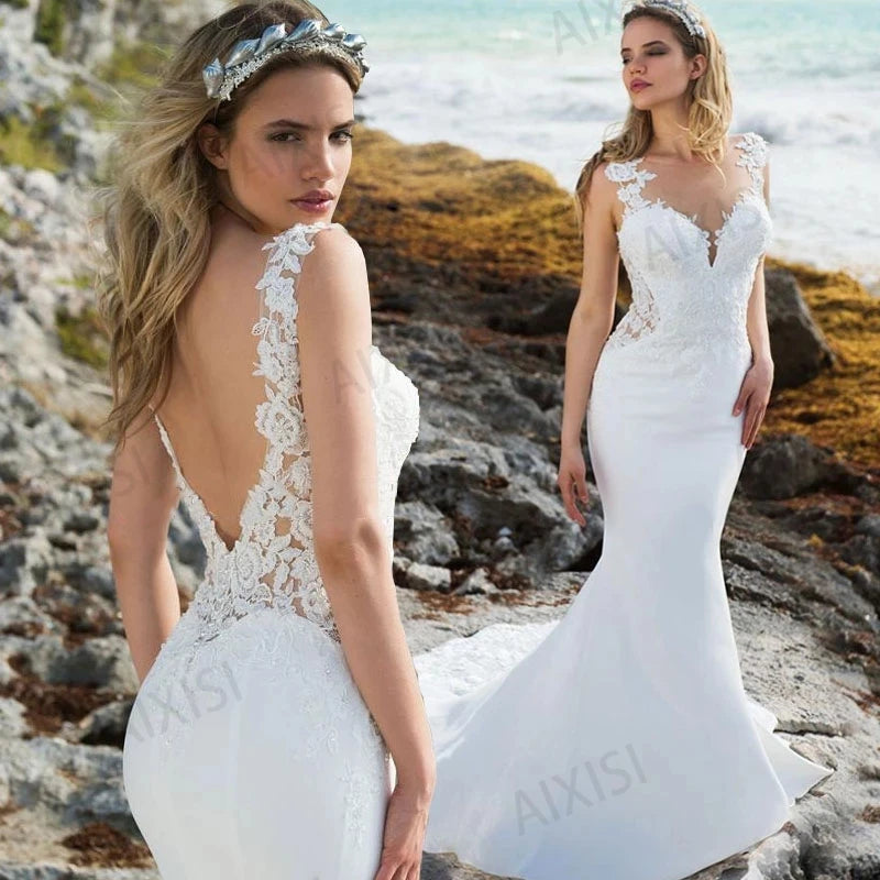 Jasmine Wedding Dress Tank Sleeveless O Neck Open Back/ESTIMATED DELIVERY TIME 16 DAYS