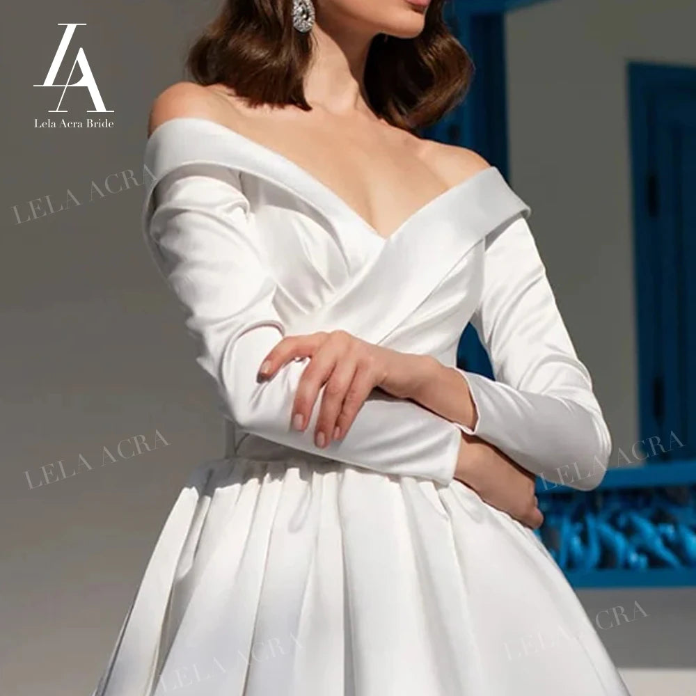 LelaAcra Off Shoulder Wedding Dress Long Sleeve/ESTIMATED DELIVERY TIME 40 DAYS